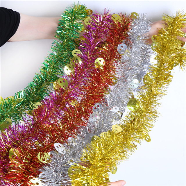 Christmas Tree Smile Style Tinsel Garland Striped Decoration