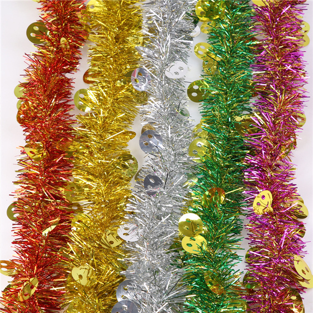 Christmas Tree Smile Style Tinsel Garland Striped Decoration