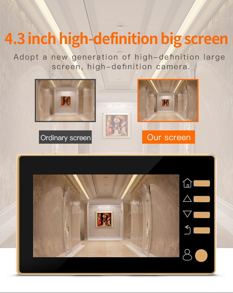 4.3inch hidden peephole camera digital door viewer door scope camera with motion detection night vision smart door viewer