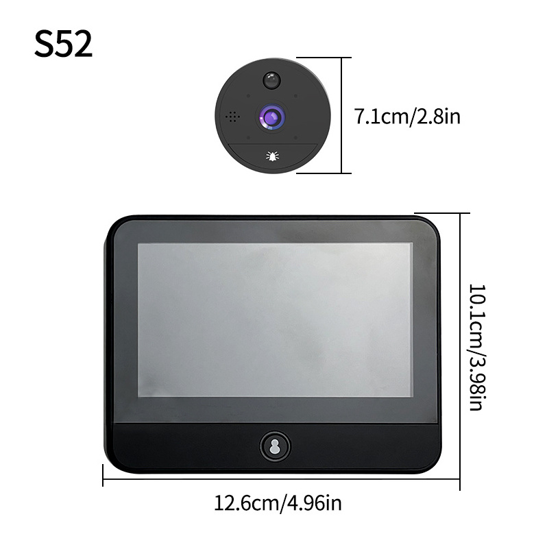 4.3-inch WiFi peephole door viewer with motion detection, remote video intercom, and real-time video monitoring.