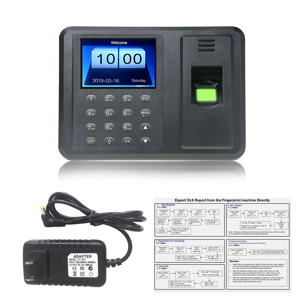 2.8 inch Attendance Employee Fingerprint Network Finger Print Access Control Time and employee attendance tracking machine