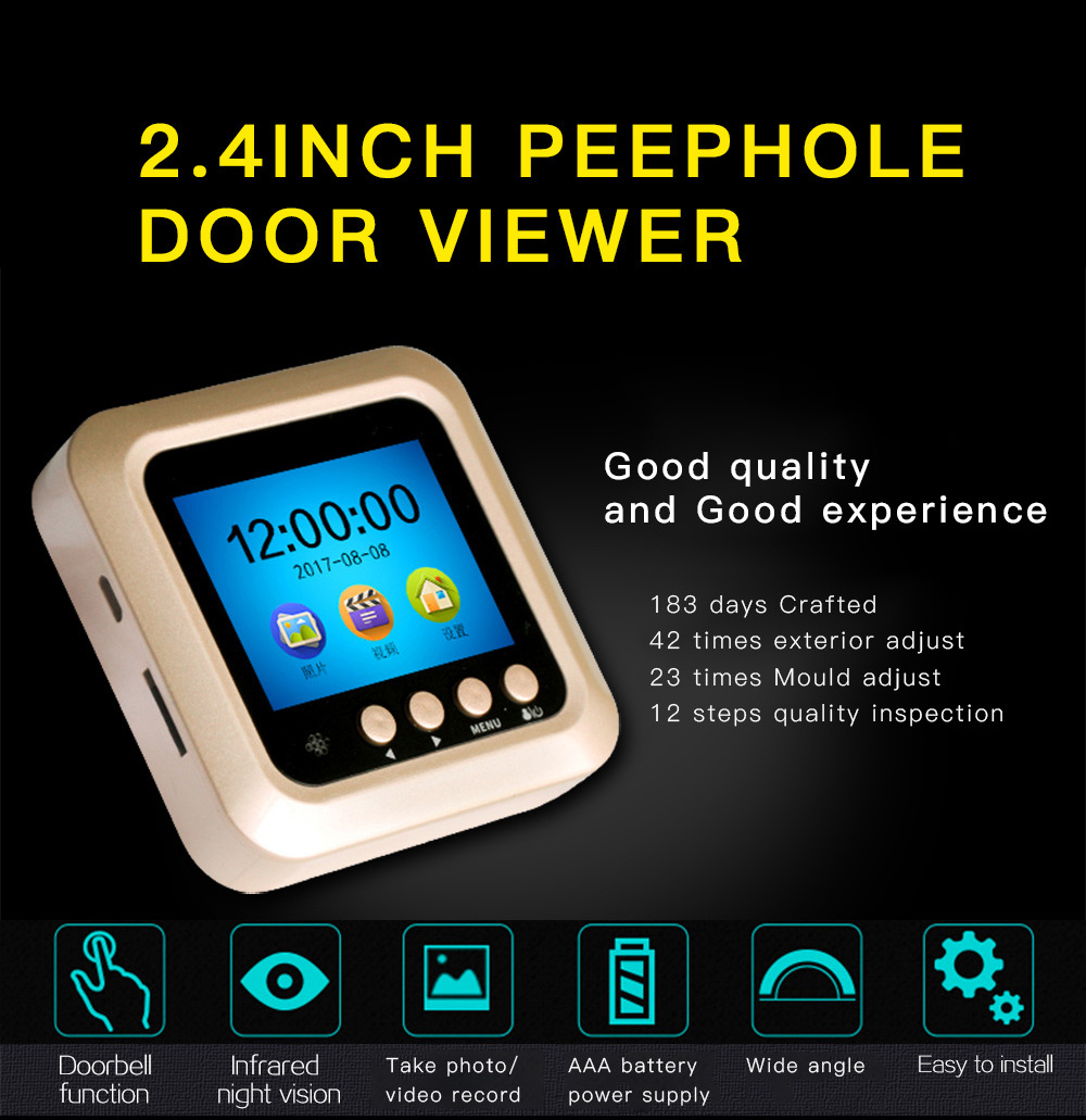 video recording home security system camera timbre inteligente digital door viewer peephole for appertment door