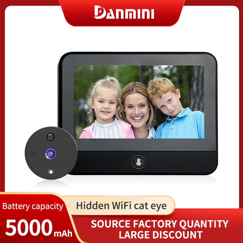 4.3-inch WiFi peephole door viewer with motion detection, remote video intercom, and real-time video monitoring.