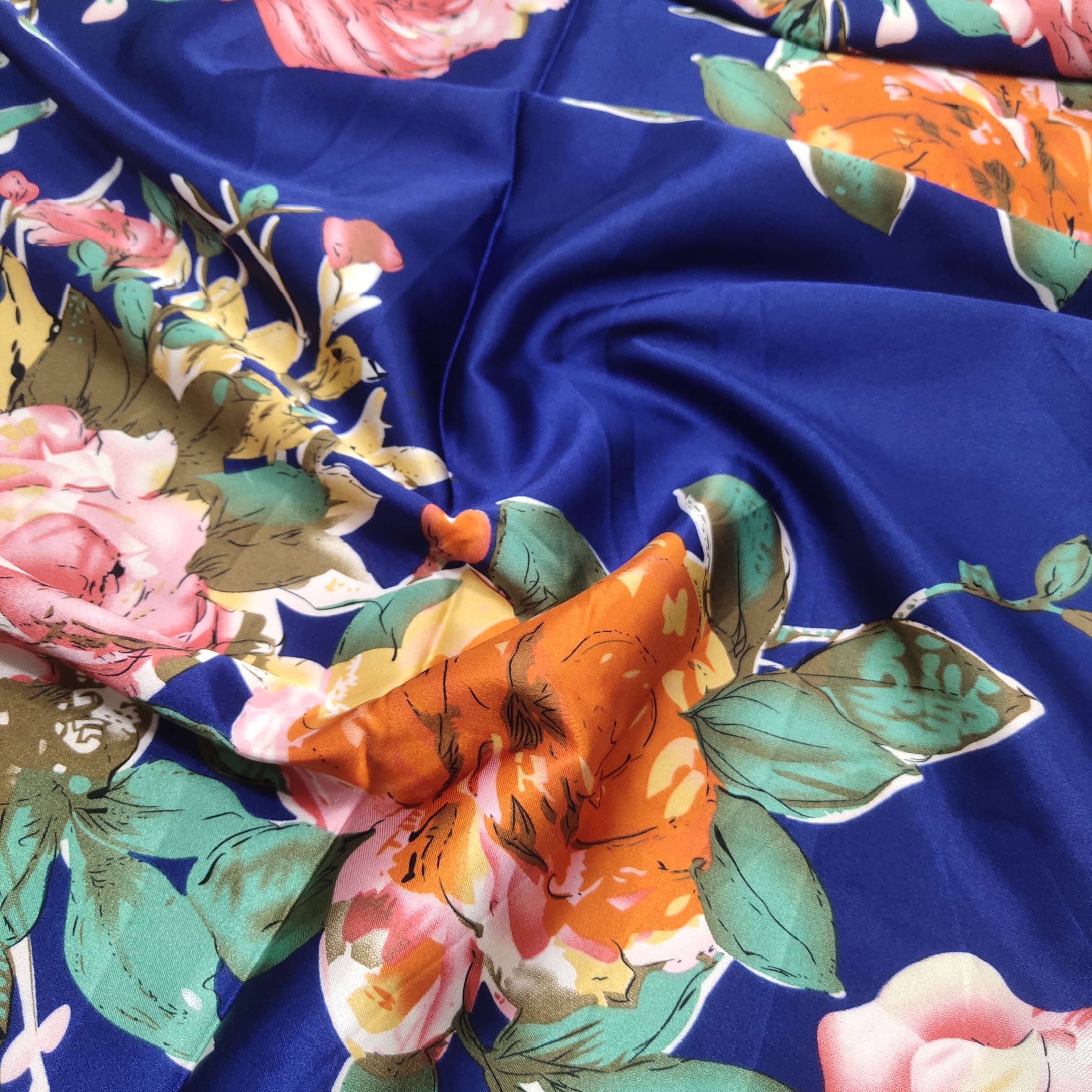 High Quality Floral Printed Stretch 100% Polyester Satin Fabric For Garment Duchess Crepe Satin Fabric