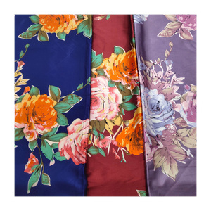 High Quality Floral Printed Stretch 100% Polyester Satin Fabric For Garment Duchess Crepe Satin Fabric