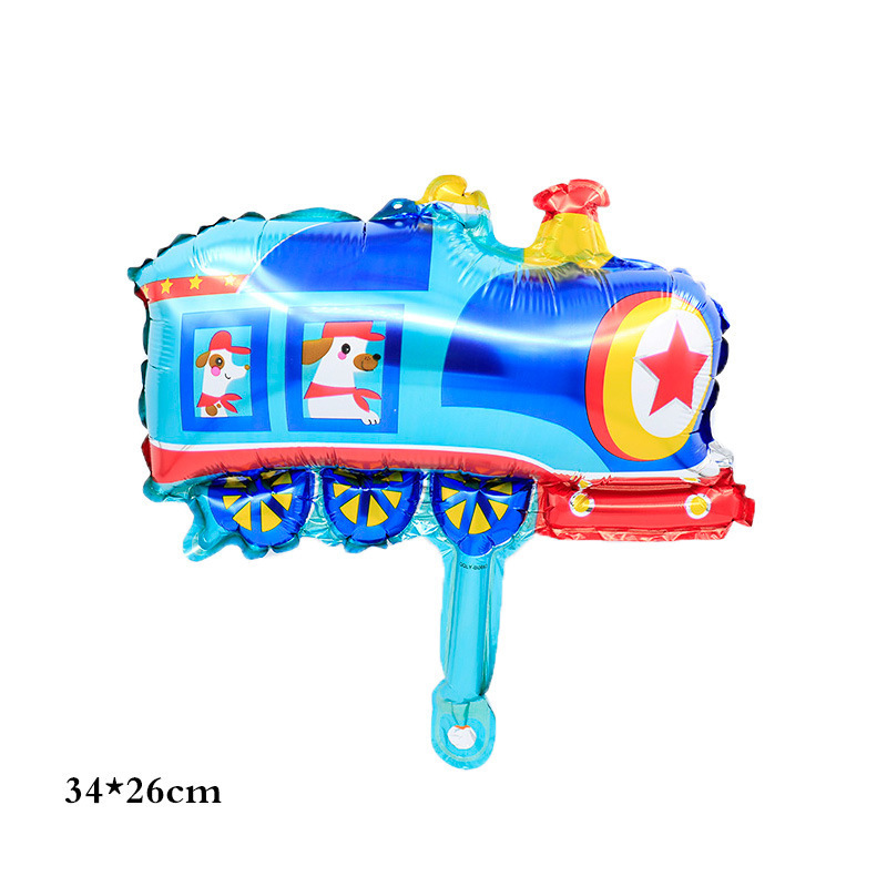 Mini cartoon tank train airplane van police car astronaut rocket foil balloons vehicle theme birthday party decoration kids toys