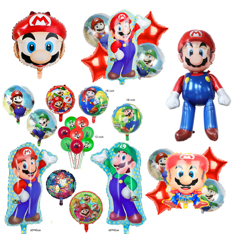 cartoon game theme super-Mario bros foil balloon 18inch round helium mylar balloon for kids toy party supplies inflatable