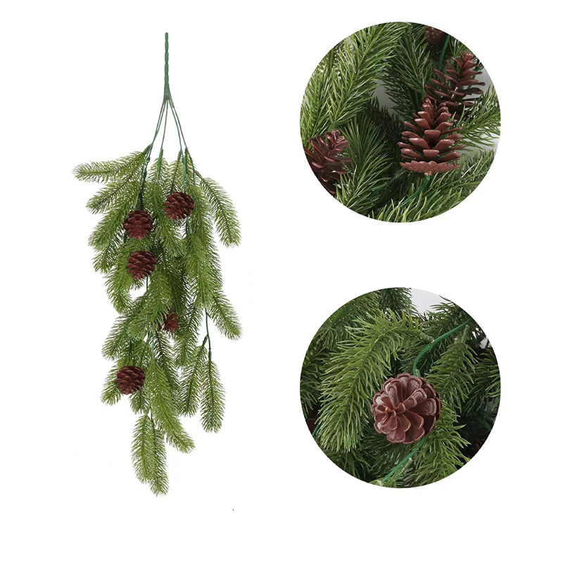 Simulated Christmas pine needles, pine cones, rattan, dried flowers, pampas, indoor wall hanging, shade decoration, 2-pack