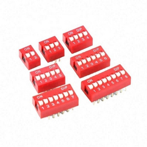 Red Dip Slide Switch 2.54mm Pitch 2/3/4/5/6/7/8 bit