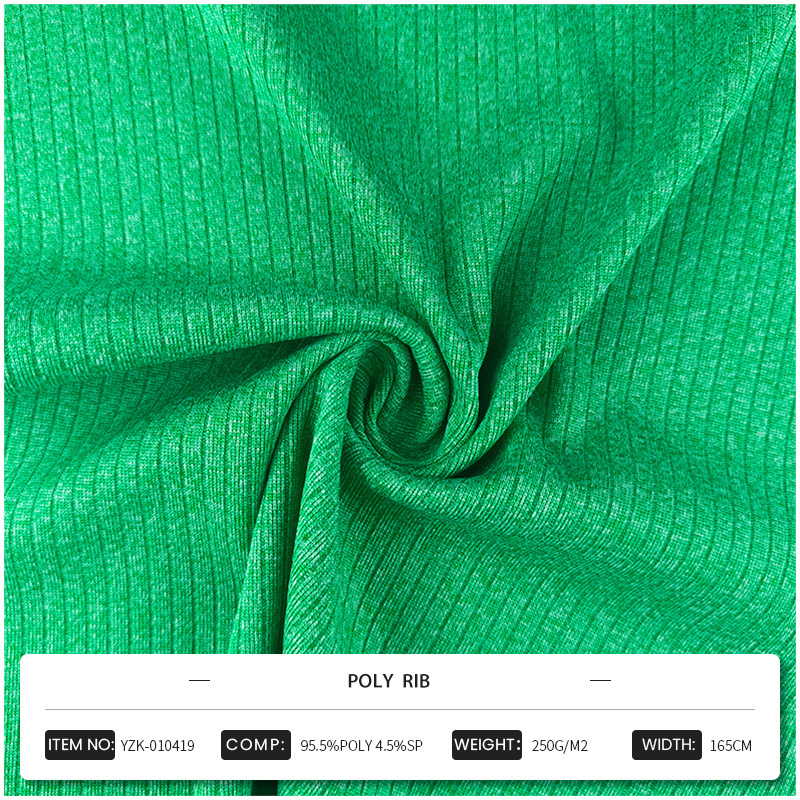 WHOLESALE CATIONIC DYEING MELANGE RIB TEXTILE POLYESTER SPANDEX  FABRICS TELAS FOR  WOMAN UNDERWEAR AND SPORTSWEAR