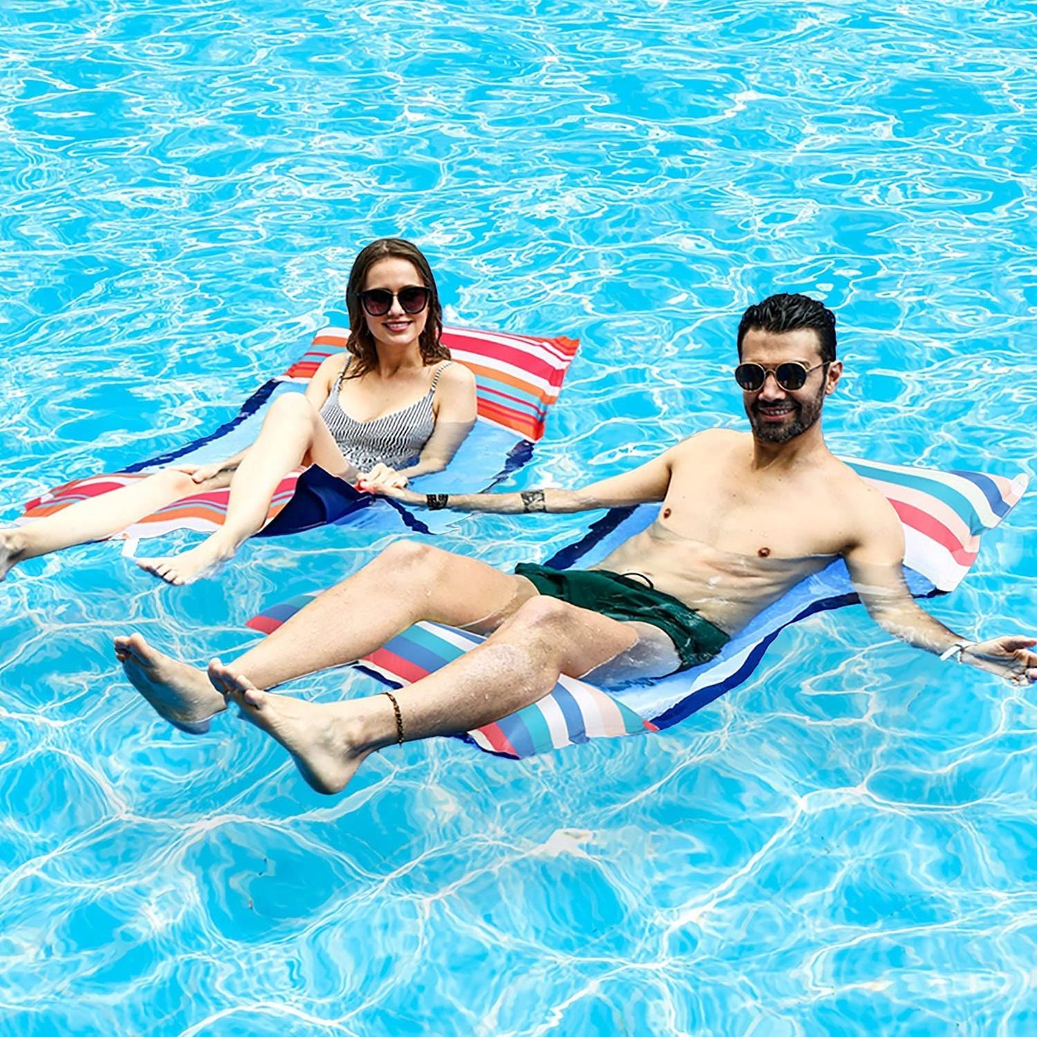 2022 New design Fabric Pool Hammock Floats chair 2 Pack Inflatable Water Hammocks inflatable Pool Float for adults