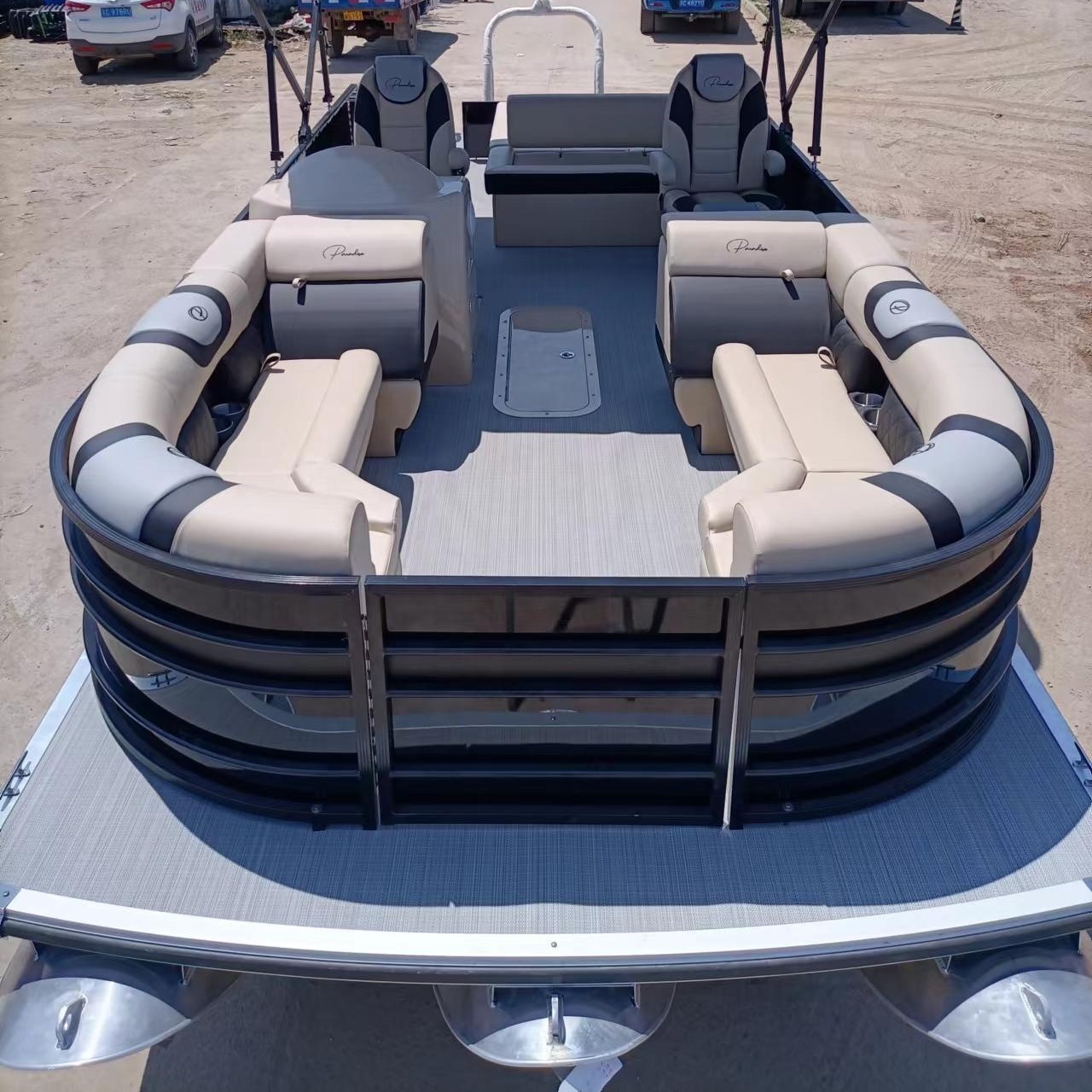 Allsea new design 23ft 7m pontoon boat river recreational family party luxury outboard Aluminum pontoon boat for sale