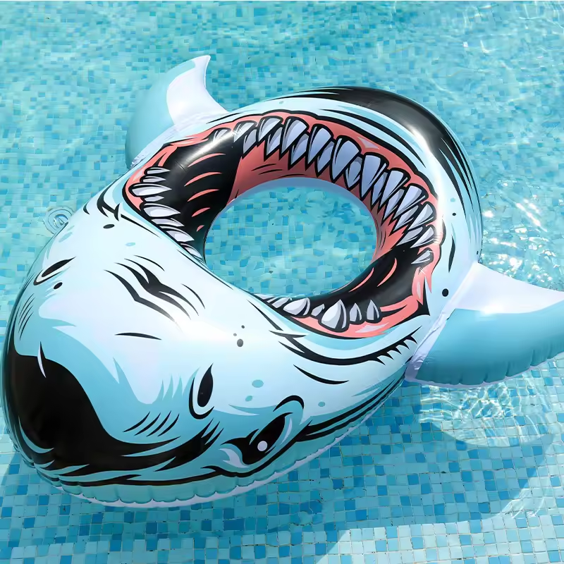 Thickened PVC Life Buoy Realistic Printing Shark Adult Water Float Killer Whale Head Large Mount Swimming Ring