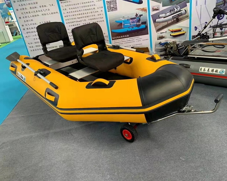 PVC material Inflatable Boat with Air Floor and Transom Wheel Trailer