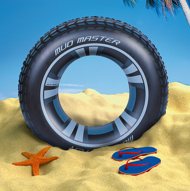 Hot selling wholesale plastic PVC inflatable tire swimming ring 120 cm swim ring