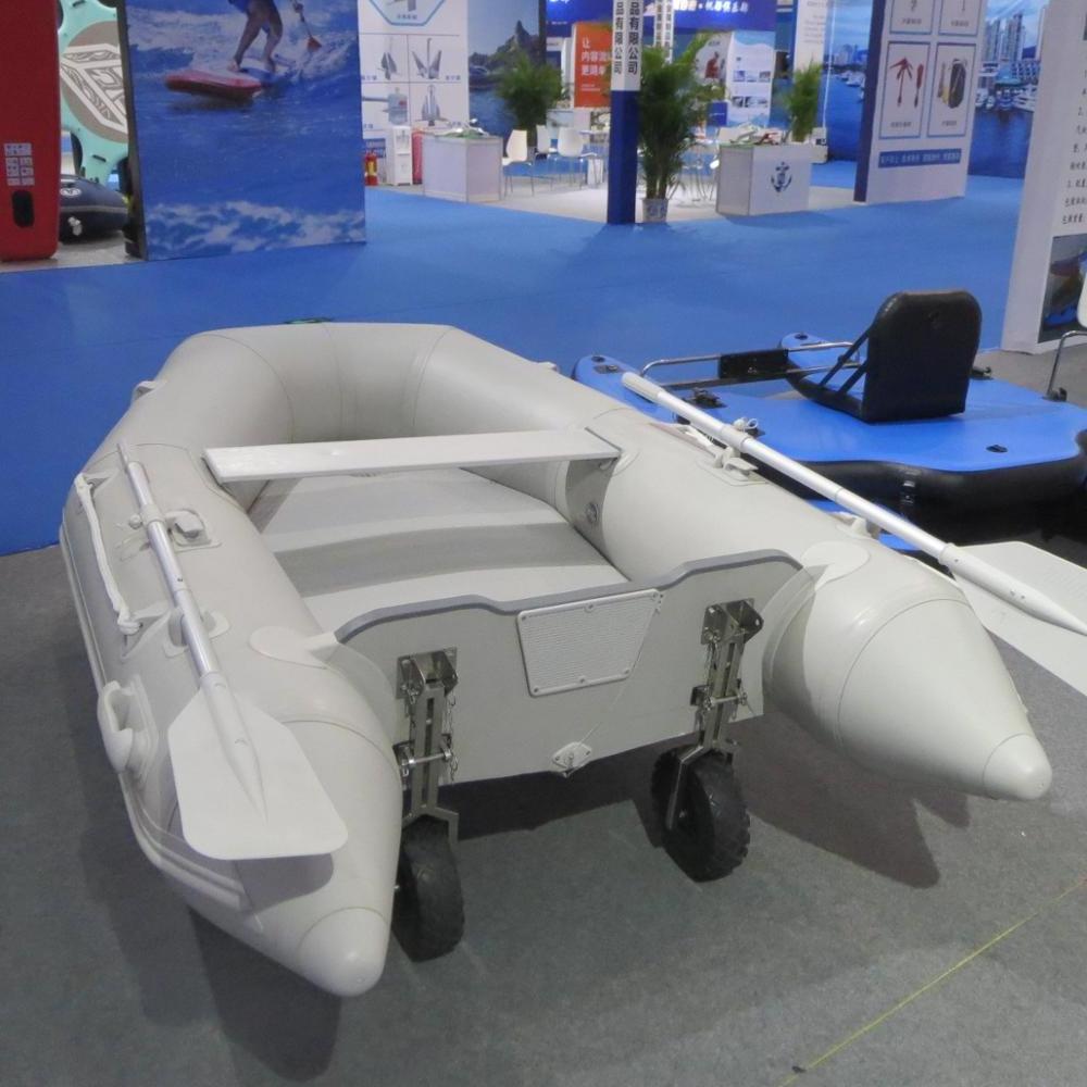 PVC material Inflatable Boat with Air Floor and Transom Wheel Trailer