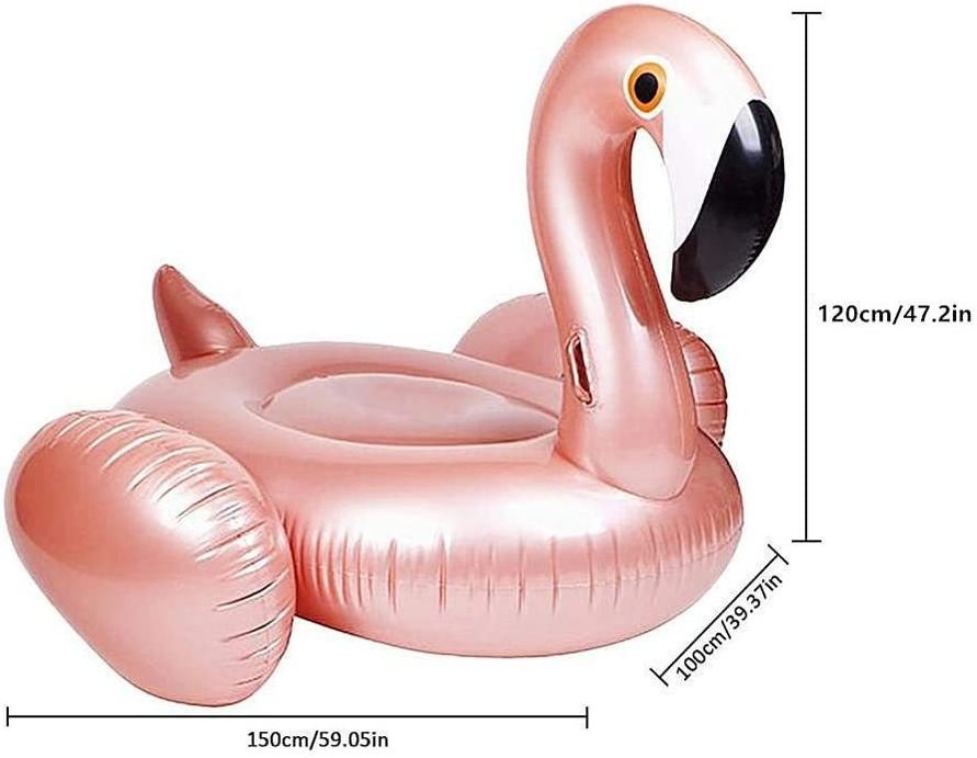 Cross-border pvc inflatable flamingo floating row rose gold luminous floating bed water mount toy swimming pool equipment