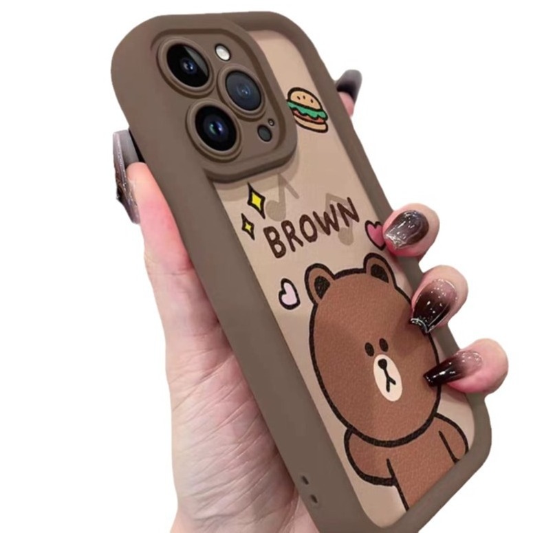 2024 Big Head Brown Bear 15PROMAX precision phone case 13/12 Niche 14PLUS all-inclusive 7P/8P National style