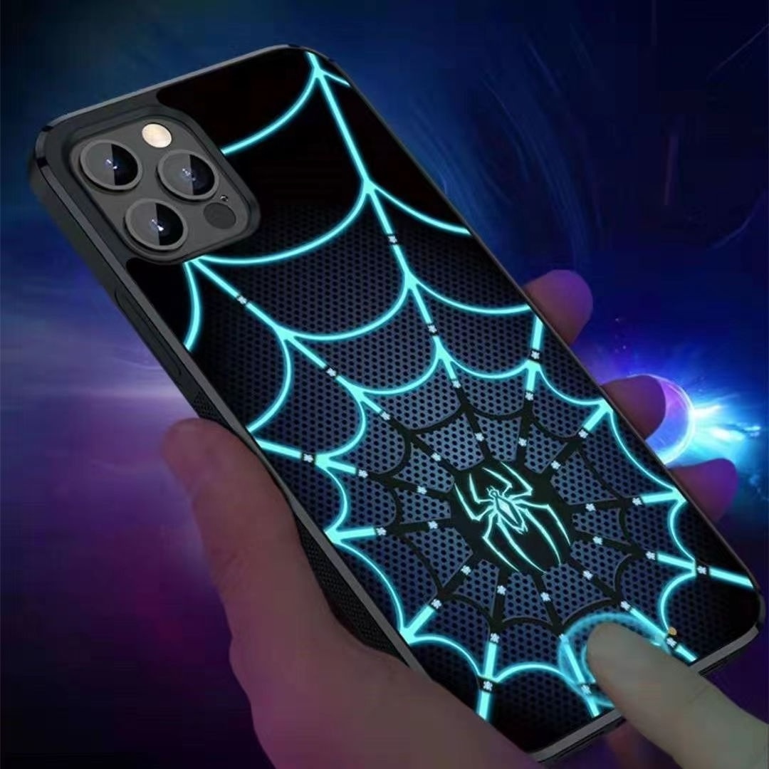 New trending EL Luminous pattern will move phone case for iPhone 11 12 13 14 Pro Max Frosted stainless steel surface customized