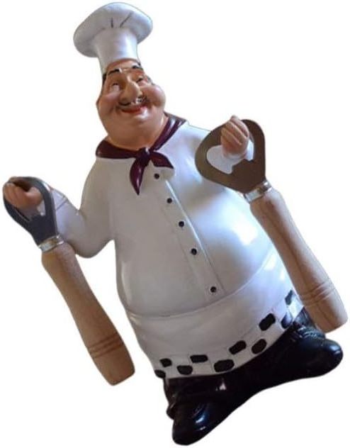 Vintage Resin Fat Chef Statue American Style Polyresin Chef Figurines for Bar Home Cafe