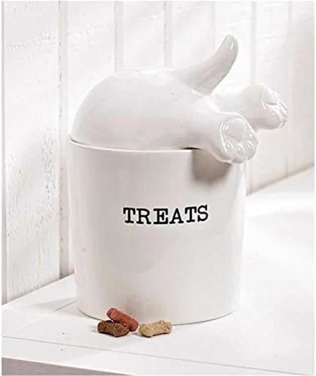 Novelty dog design pets products 2023 wholesale ceramic dog treat jar with sealed lid