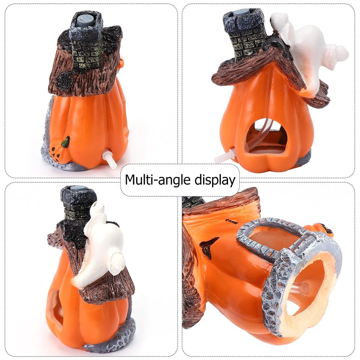 Custom Resin Pumpkin Ghost Shaped Fish Hideout Hideaway House Polyresin Fish Tank Decorations