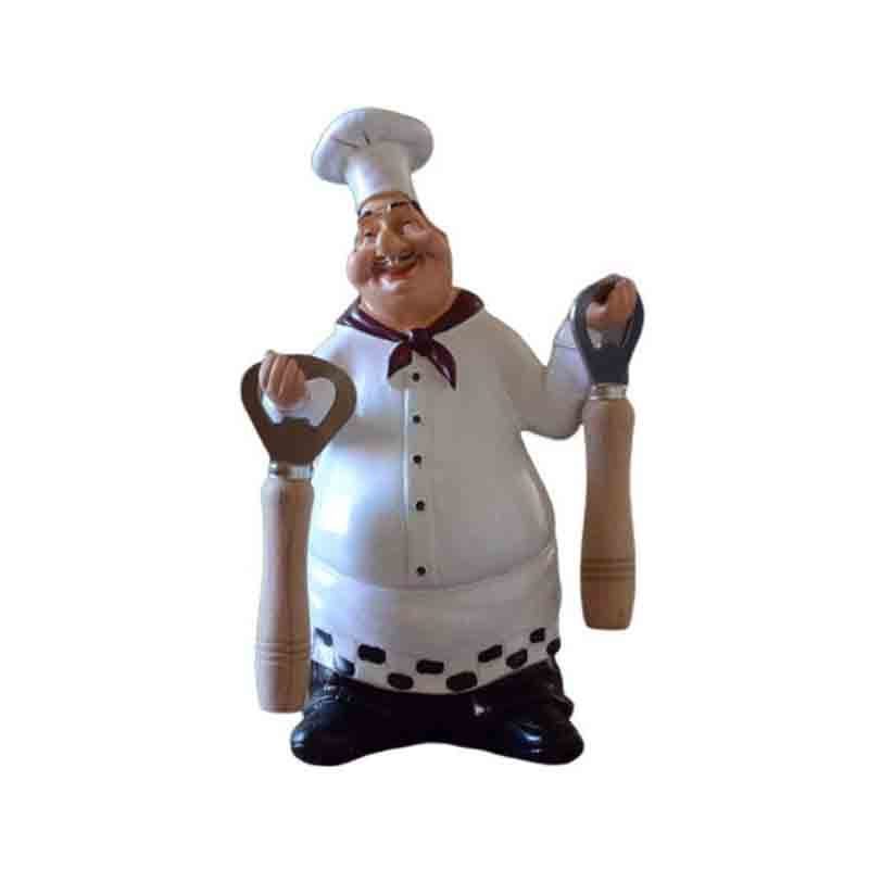 Vintage Resin Fat Chef Statue American Style Polyresin Chef Figurines for Bar Home Cafe