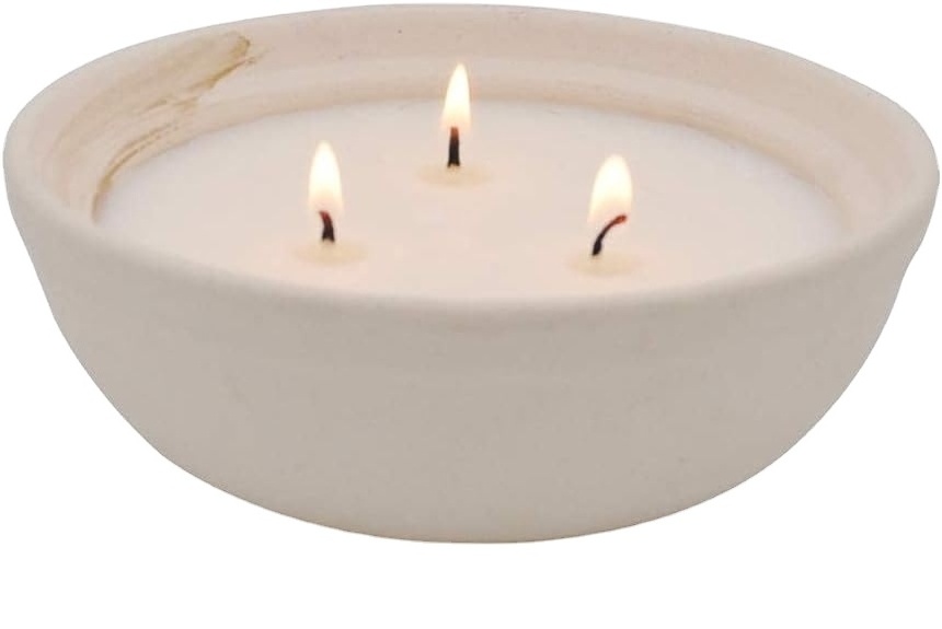 Handmade Decorative Citronella Candles in Coarse Pottery Container  Natural Soy Wax Candle Outdoor and Indoor