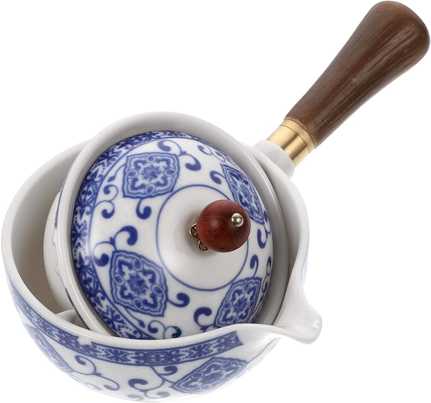 Chinese Ceramic Teapot Kungfu Tea Pot Retro Handheld Porcelain Teapot with Side Handle Tea Kettle