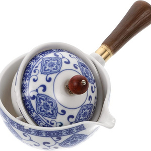 Chinese Ceramic Teapot Kungfu Tea Pot Retro Handheld Porcelain Teapot with Side Handle Tea Kettle