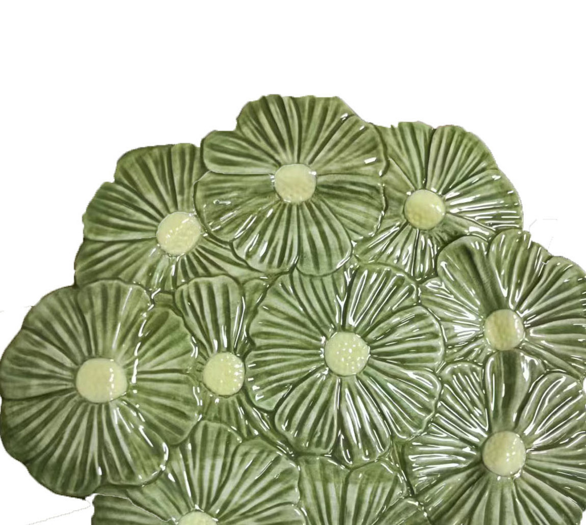 Green Dinner Plate Ceramic Flower Plate Ceramic Plate