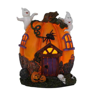 8 Inch Resin Halloween Pumpkin Statue Vivid Polyresin Halloween Statues for Thanksgiving