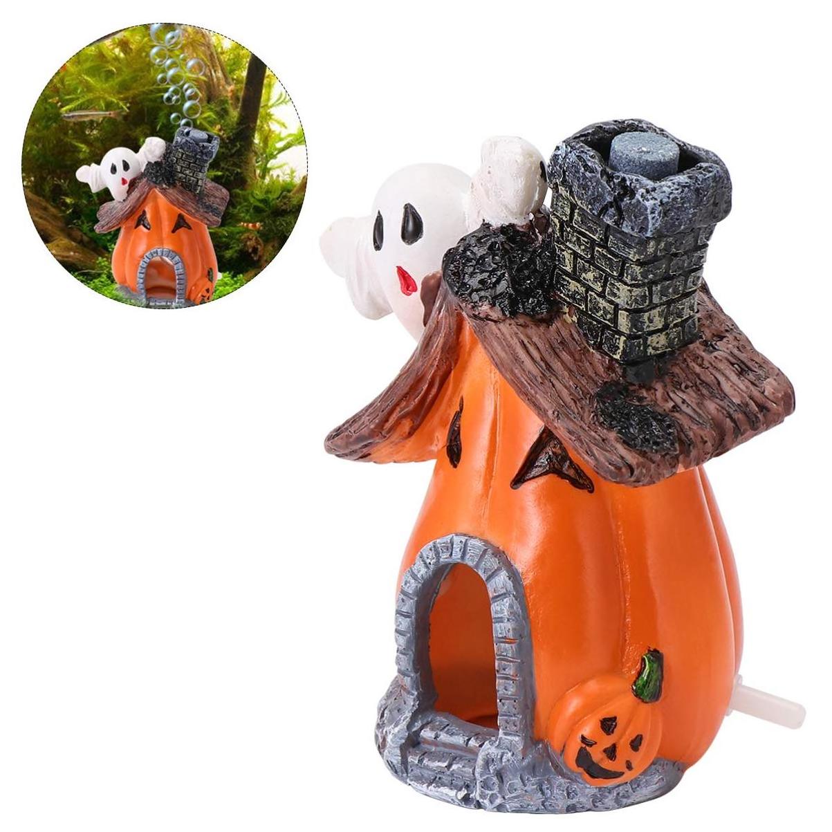 Custom Resin Pumpkin Ghost Shaped Fish Hideout Hideaway House Polyresin Fish Tank Decorations