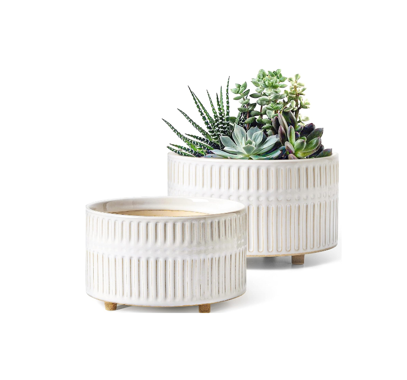 Ceramic Succulent Pots Indoor Plant Pot with Drainage Hole, Modern Round Decorative Flower Pot, Gifts for Mom