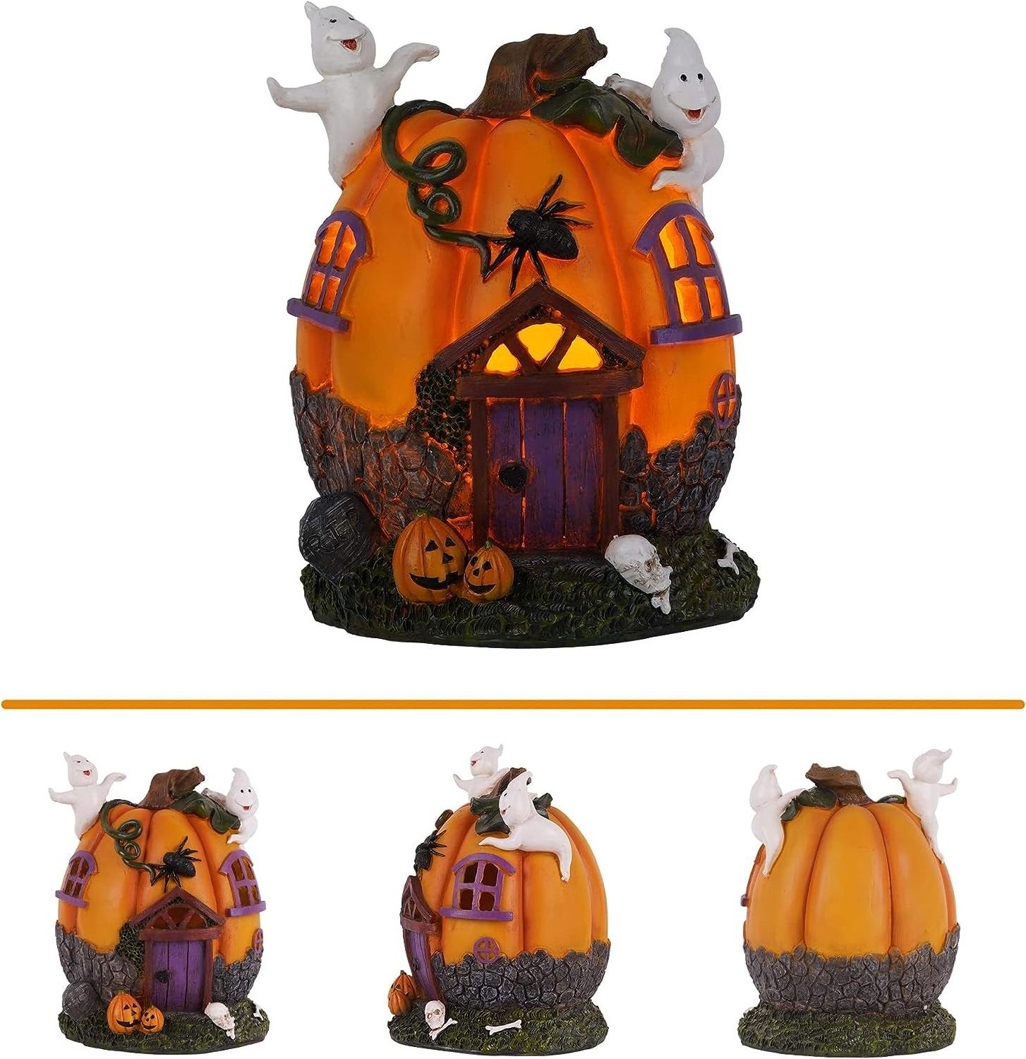 8 Inch Resin Halloween Pumpkin Statue Vivid Polyresin Halloween Statues for Thanksgiving