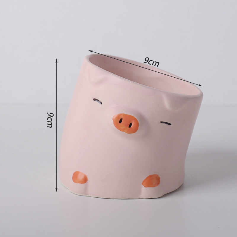 Cute Cartoon Animal Flower Pot Desktop Balcony Succulent Planting flowerpot Decoration Creative Crooked Duck and Pig Ceramic Pot