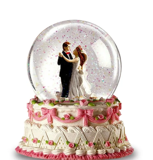 Romantic Resin Snowflake Wedding Souvenirs Gifts Handmade Polyresin Dancing Couple Snow Globes in Bulk