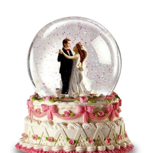 Romantic Resin Snowflake Wedding Souvenirs Gifts Handmade Polyresin Dancing Couple Snow Globes in Bulk