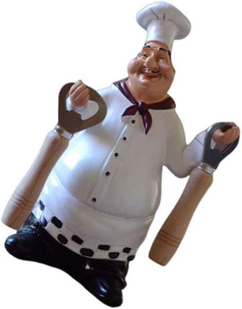 Vintage Resin Fat Chef Statue American Style Polyresin Chef Figurines for Bar Home Cafe