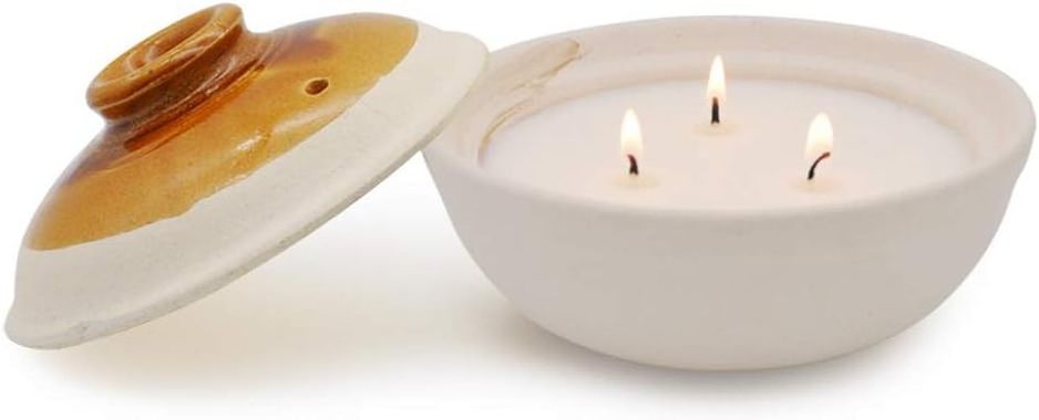 Handmade Decorative Citronella Candles in Coarse Pottery Container  Natural Soy Wax Candle Outdoor and Indoor