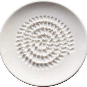 Simple White Ceramic Garlic Grater Dipping Plate in Bulk