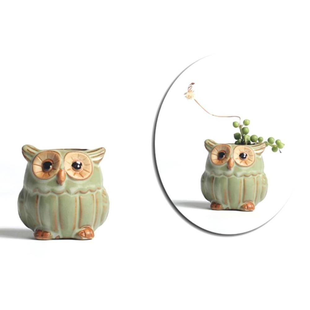 1PC Succulent Plant Flowerpot Cartoon Owl Shaped Ceramic Pots Home Decoration Random Styles Delivery Potted Plants