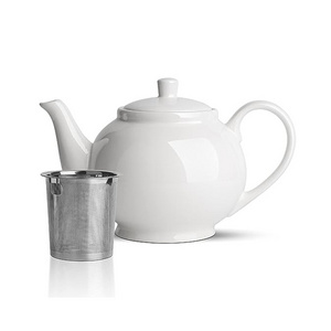 37oz Porcelain Teapot Large Tea Pot Ceramic Tea Maker  with Removable Infuser and Lid  for Loose Leaf Tea or Bags White