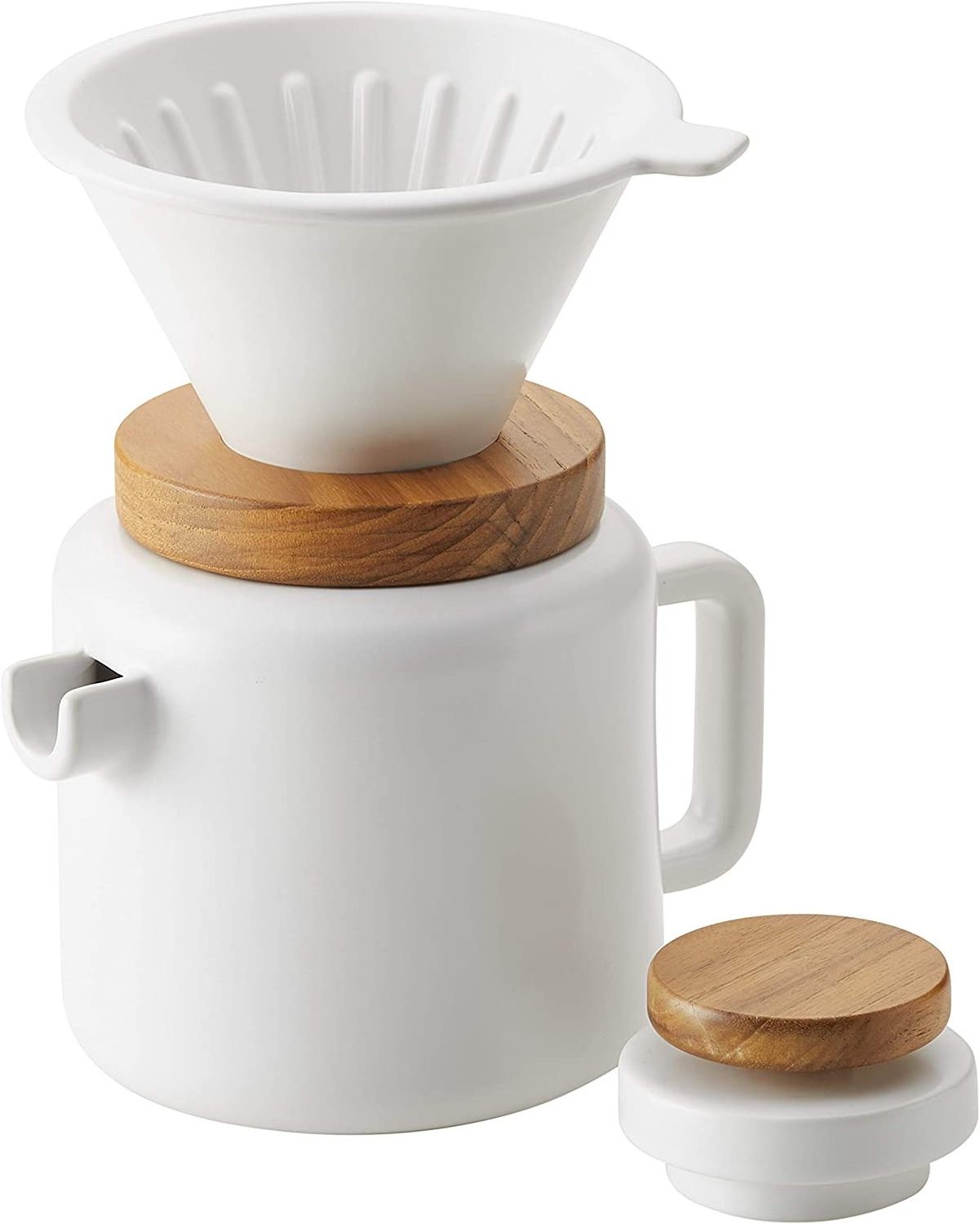 4-Cup Pour Set Matte White Stoneware Coffee Maker in Bulk