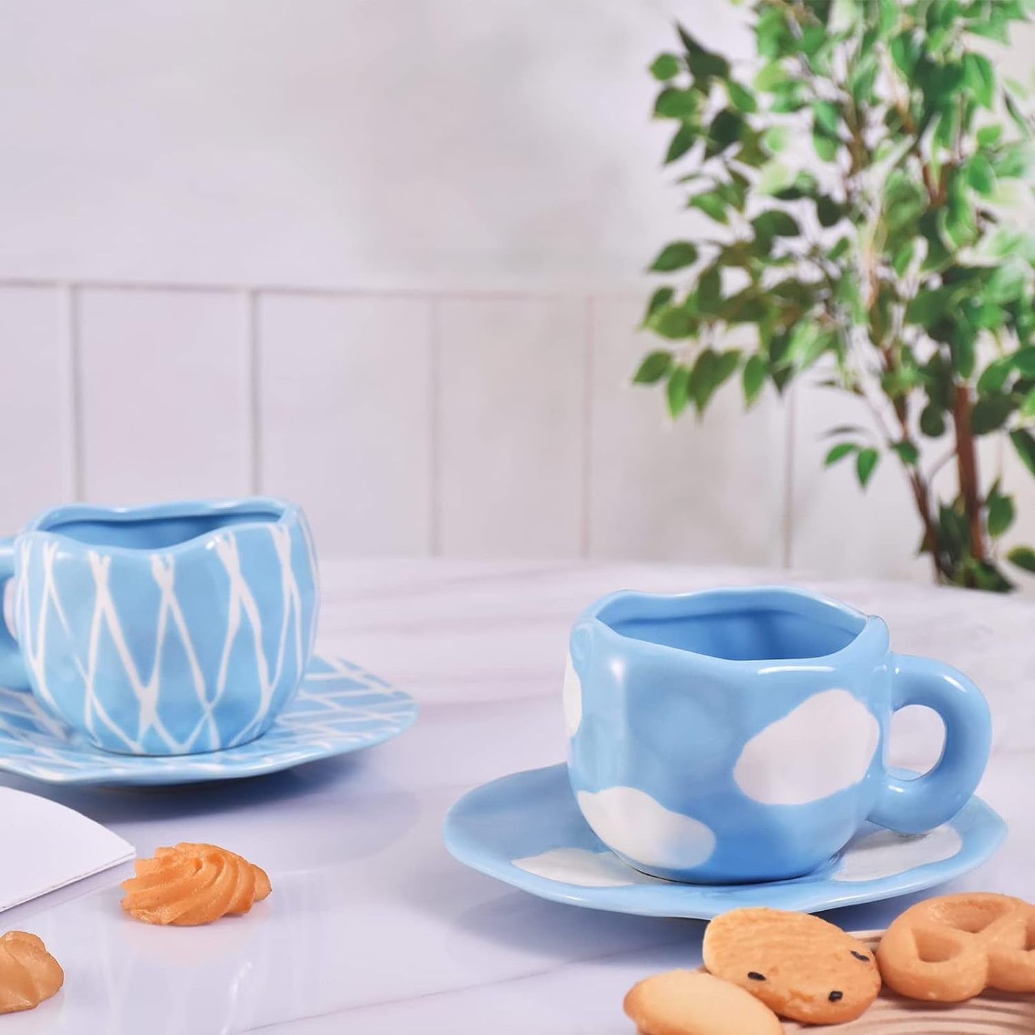 Creative Ceramic Cloud Coffee Tea Mug Cups with Saucer Handmade Porcelain Milk Mug