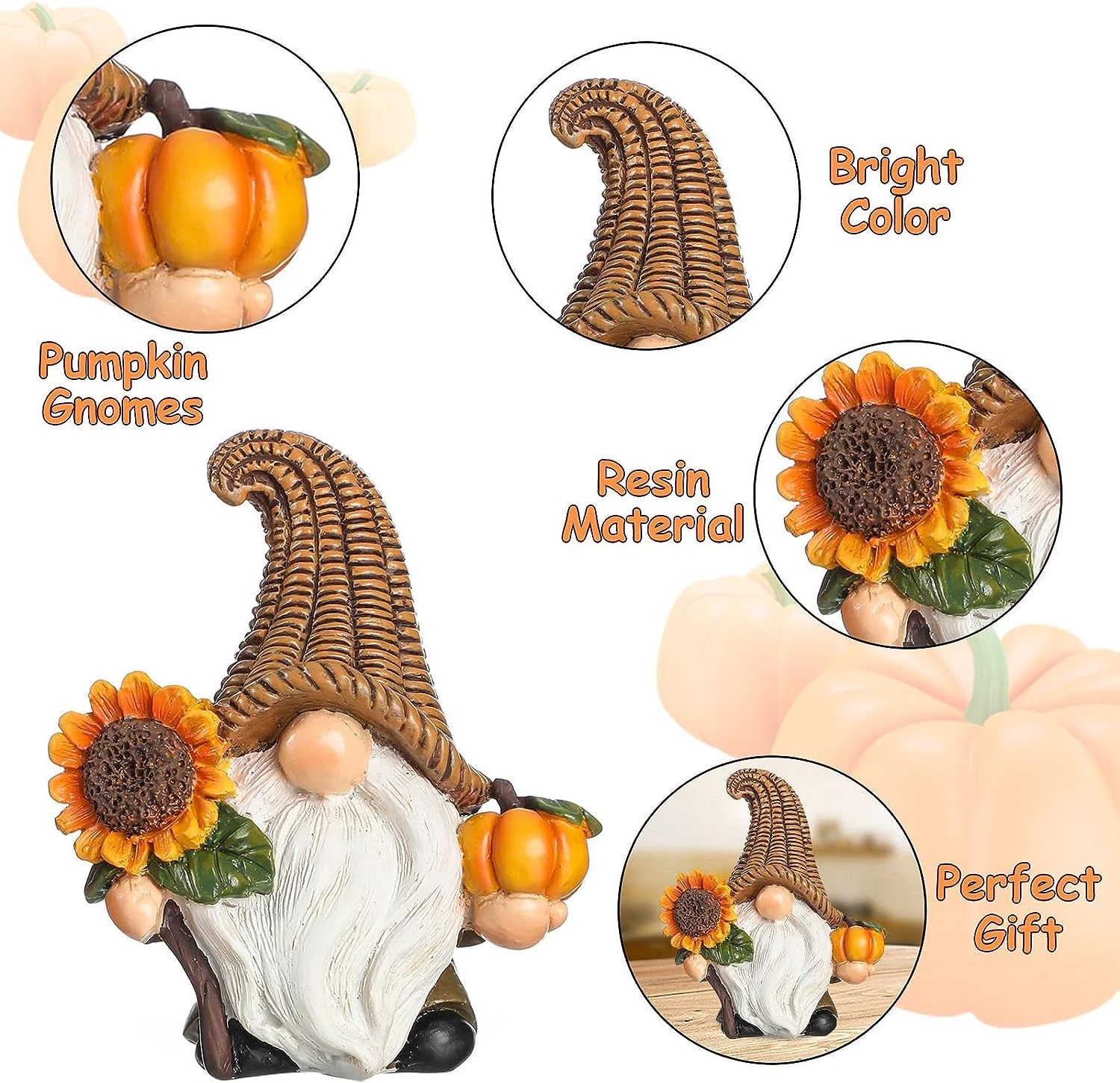 Creative Resin Thanksgiving Gnomes Pumpkin Statues Handmade Polyresin Pumpkin Figurine