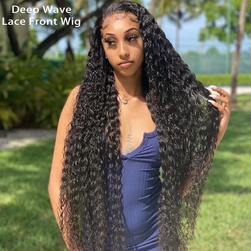 Raw Vietnamese Hair Wig Deep Wave 13x6 Lace Front Human Hair Wigs for Black Women Full Lace Pre Plucked Curly Lace Front Wigs