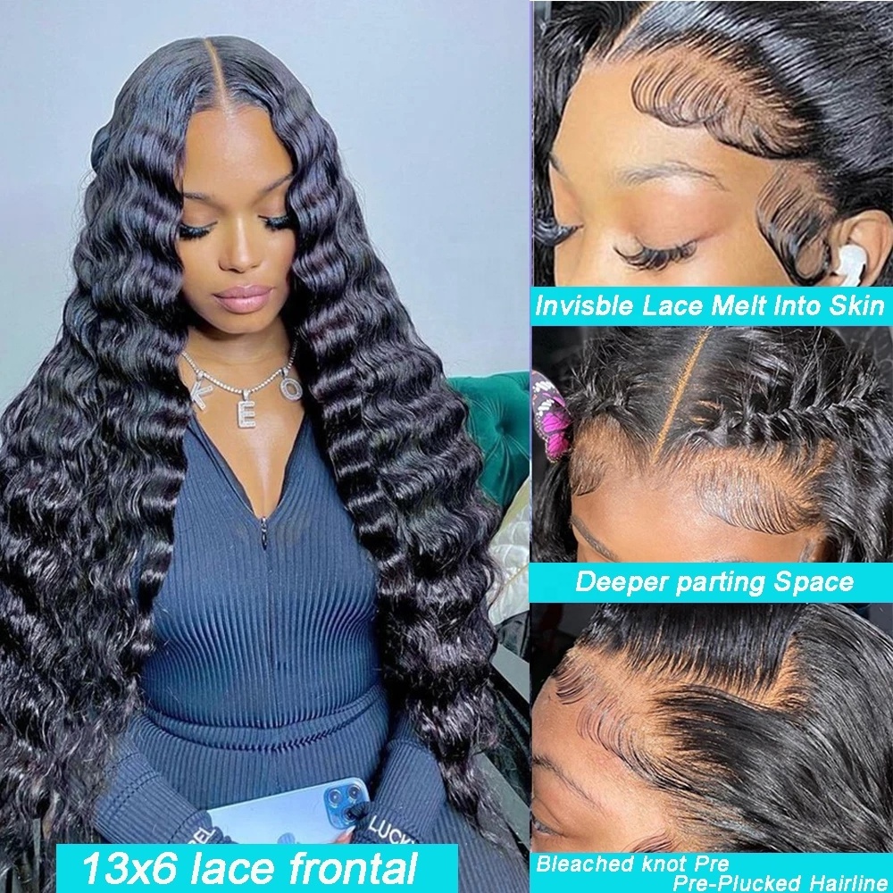 Cheap Deep Wave Hair Extensions Wig Human Hair Lace Front Wigs For Black Women Wholesale Peruvian HD Lace Frontal Wig Human Hair