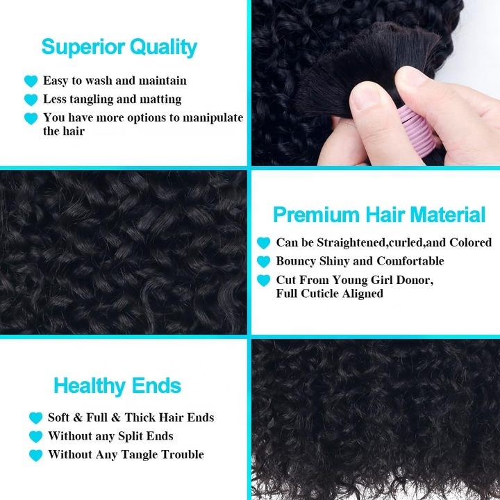 Water Wave Curly Bulk Human Hair for Braiding Micro Braiding Hair No Weft 100% Unprocessed Brazilian Virgin Hair Extensions