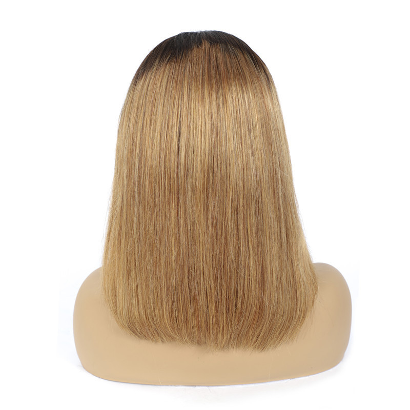 One Donor Long 1B/30 Ombre Blonde HD Transparent Full Lace Front Short Straight Two Colour Bob Wigs